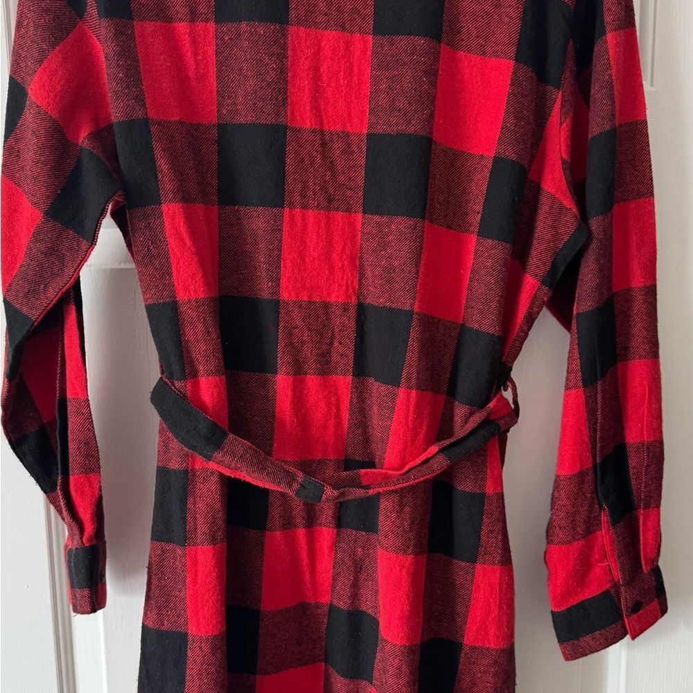 Boohoo Red Black Plaid Belted Shirt Dress Women's Size 14 NWT - Picture 6 of 9